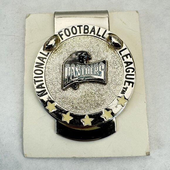 NFL Carolina Panthers Logo Money Clip Silver-tone Metal Football - Picture 6 of 6